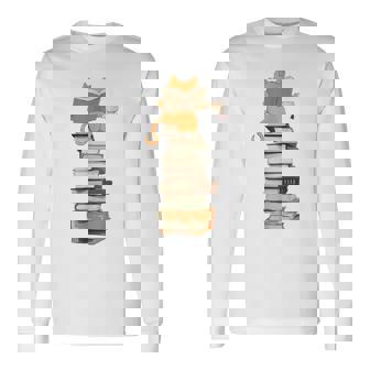 かわいい猫、本好きの猫 長袖Tシャツ - Kawaiitshirt