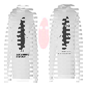 さつまいも 顔 イラスト かわいい おもしろ 簡単 シンプル ゆるい 野菜 長袖Tシャツ - Kawaiitshirt