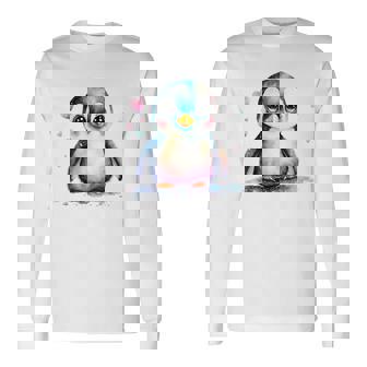 ちょっと可愛い赤ちゃんペンギンの鳥とハートのペンギン。 長袖Tシャツ - Kawaiitshirt