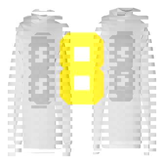 イエローナンバー8 背面 スポーツチームジャージ番号 長袖Tシャツ - Kawaiitshirt