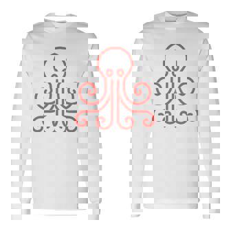 イカ 動物 面白い小さなタコ シンプルなイカ 長袖Tシャツ - Kawaiitshirt