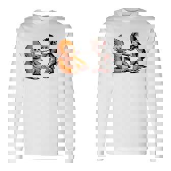 オレンジのおもちゃで悲しい猿のパンチ 長袖Tシャツ - Kawaiitshirt