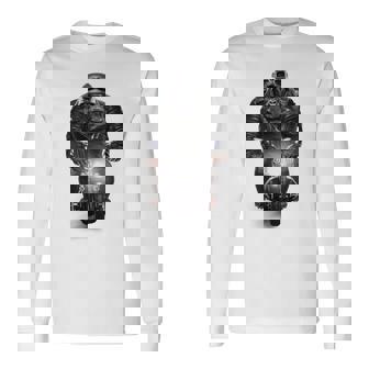 ゴリラ 動物 バイク ヘルメット 長袖Tシャツ - Kawaiitshirt