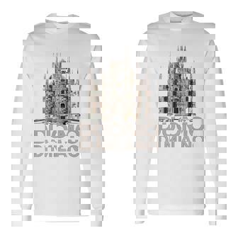 ドゥオーモ・ディ・ミラノ大聖堂のイラスト 長袖Tシャツ - Kawaiitshirt