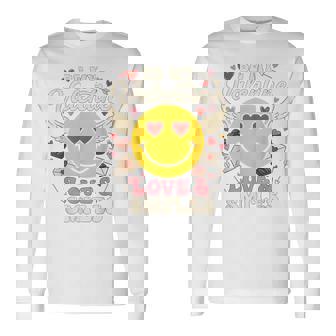 バレンタイン スマイルフェイス ハート 翼 かわいい 愛 チョコレート 長袖Tシャツ - Kawaiitshirt