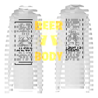 ビールがこの体を作る 面白いビール腹 長袖Tシャツ - Kawaiitshirt