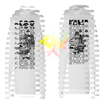 ピーコックバス 80 年代スタイルのモンスターフィッシュキーパー 長袖Tシャツ - Kawaiitshirt