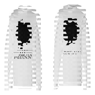 ポメラニアンブラックシルエット 長袖Tシャツ - Kawaiitshirt