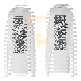 奈良 日本 鹿 日本語タイポグラフィ 漢字 自然 旅行 長袖Tシャツ - Kawaiitshirt