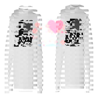 日本人 I Love Japan 桜 旗 富士山 旅行 長袖Tシャツ - Kawaiitshirt