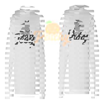 桃 かわいい 可愛い 服 桃 イラスト 長袖Tシャツ - Kawaiitshirt