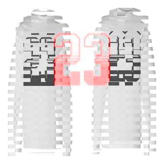 白赤番号 23 スポーツチーム 長袖Tシャツ - Kawaiitshirt