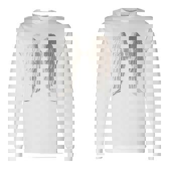 背面にリアルな白い天使の羽。 長袖Tシャツ - Kawaiitshirt