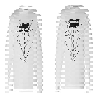 蝶ネクタイ付きホワイトtシャツ タキシード 面白いシャツ 長袖Tシャツ - Kawaiitshirt