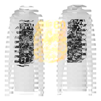 還暦 祝い 60歳 1966 丙午 火の馬 和風 和柄 馬 波 炎 記念 長袖Tシャツ - Kawaiitshirt