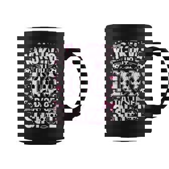 100 Days Of School Girls Soccer Coquette Bow Pink Teacher Coffee Mug - Monsterry