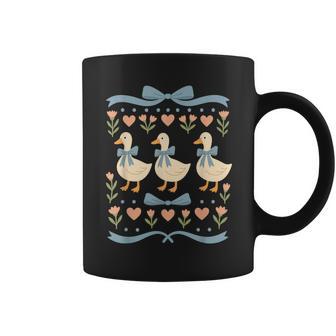 1980S Blue Ribbon Goose With Hearts Vintage 80S Goose Coffee Mug - Monsterry