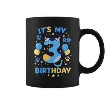 3Rd Birthday Boy Blue Dog Theme Party Three Cool 3 Year Old Coffee Mug - Thegiftio