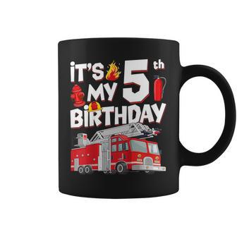 5Th Birthday Boy Fire Truck 5 Years Old Toddler Firefighter Coffee Mug - Thegiftio UK