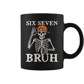 6 7 Bruh Meme Gen Alpha Halloween Skeleton Six Seven Boys Coffee Mug - Thegiftio UK
