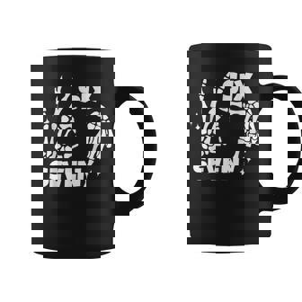 6 7 Meme Skeleton Hands Halloween Couples Six Seven 67 Coffee Mug | Mazezy