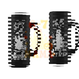 67 Mama Ghost Halloween Groovy Retro Six Seven Mom Coffee Mug - Monsterry