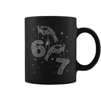 67 Meme Skeleton Hand Halloween Six Seven Ns Coffee Mug - Monsterry