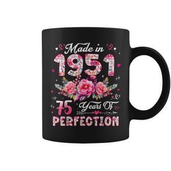 75 Year Old Made In 1951 Floral 75Th Birthday Women Coffee Mug - Thegiftio UK
