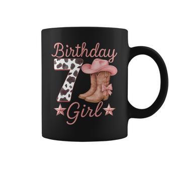 7Th Birthday Girl Cowgirl Boots Hat Cow Western Rodeo Outfit Coffee Mug - Monsterry