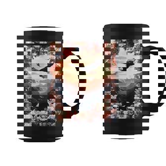 Aigle Dans Coucher Deoleil Floral Paysage Tasse - Cadeauxyz