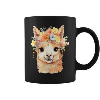 Alpaca With Flowers Cute Alpaca And Llama Coffee Mug - Thegiftio UK