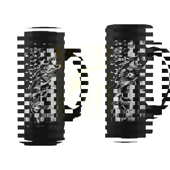 American Flag Camo Bass Fish Fishing Coffee Mug | Mazezy