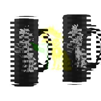 Animal Gato Floristaol Hippie Flor Amarilla Girasol Cuello Taza de café - Regaloses