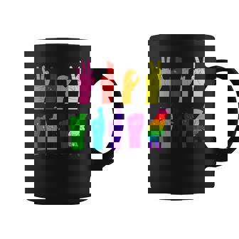Anti Trump Hand Sign Lgbt Sign Language Lgbtq Rainbow Asl Coffee Mug | Seseable CA