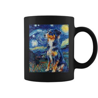 Australian Shepherd Dog Van Gogh Style Starry Night Coffee Mug | Mazezy