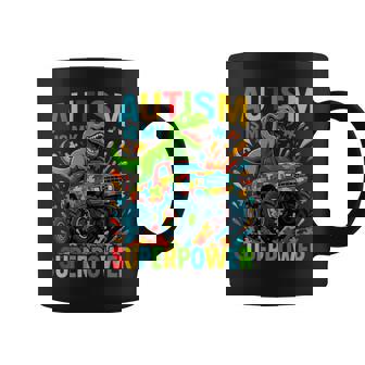 Autism Is My Superpower Dinosaur Monster Truck Coffee Mug - Monsterry