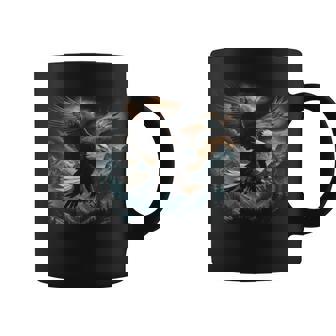 Bald Eagle Flying Across Mountains Forest American Coffee Mug | Seseable UK