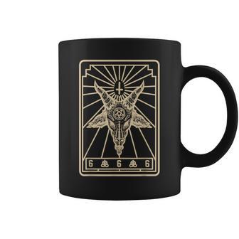 Baphomet Tarot Cruz Invertida Leviatán Cruz Cabra Pentagrama Taza de café - Regaloses