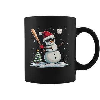 Baseball Christmas Snowman Playing Baseball Xmas Coffee Mug | Mazezy