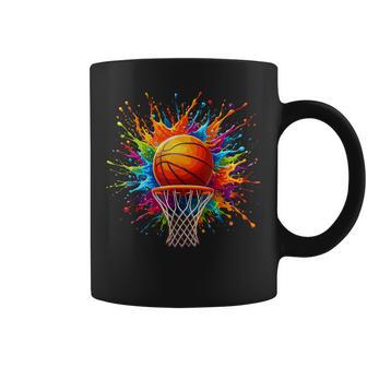 Basketball Tie Dye Color Splash Basketball Coffee Mug | Mazezy