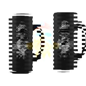 Bass Fishing Outfit Usa Flag America Cap And Sunglasses Coffee Mug | Mazezy