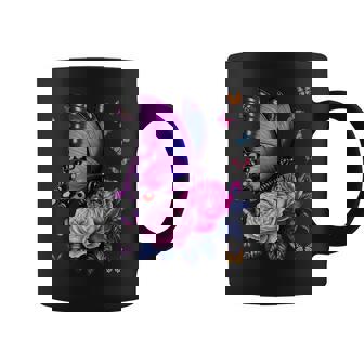 Beautiful Butterfly Purple Rose Butterfly Lovers Women Coffee Mug - Monsterry