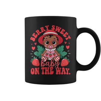 Berry Sweet Baby On The Way Baby Shower Black Girl Coffee Mug - Thegiftio