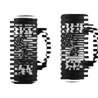 Biker Papa Us Flag Motorcycle Patriot Dad Daddy Grandpa Men Coffee Mug - Thegiftio