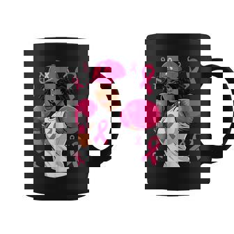 Black African American Breast Cancer Afro Pink Ribbon Coffee Mug - Monsterry