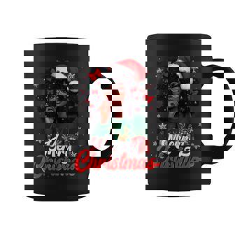 Black Girl Santa Hat Merry Christmas Pajama African American Coffee Mug | Mazezy