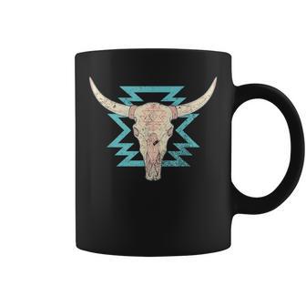 Boho Cow Skull Bull Cowgirl Vintage Country Girl Coffee Mug - Monsterry