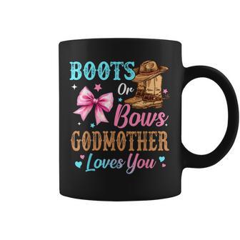 Boots Or Bows Godmother Loves You Gender Reveal Family Coffee Mug - Monsterry