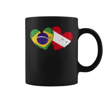 Brasil Austria Corazón Bandera Brasileña Austriaca Amistad Taza de café - Regaloses