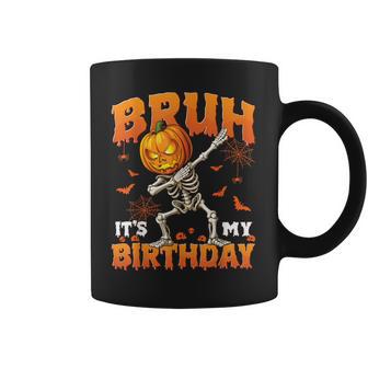 Bruh It's My Birthday Halloween Jack O Lantern Dabbing Boys Coffee Mug - Thegiftio